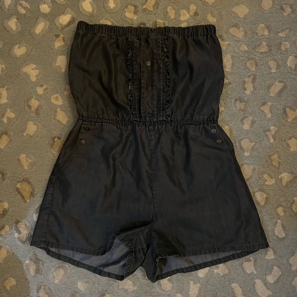 Lucca Couture Denim/linen romper